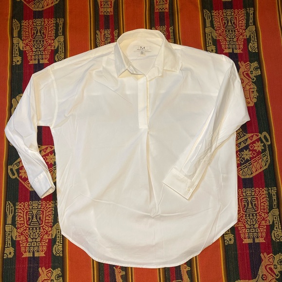 White Classy Shirt Loose dropped shoulder Oversized Magaschoni - Picture 3 of 9